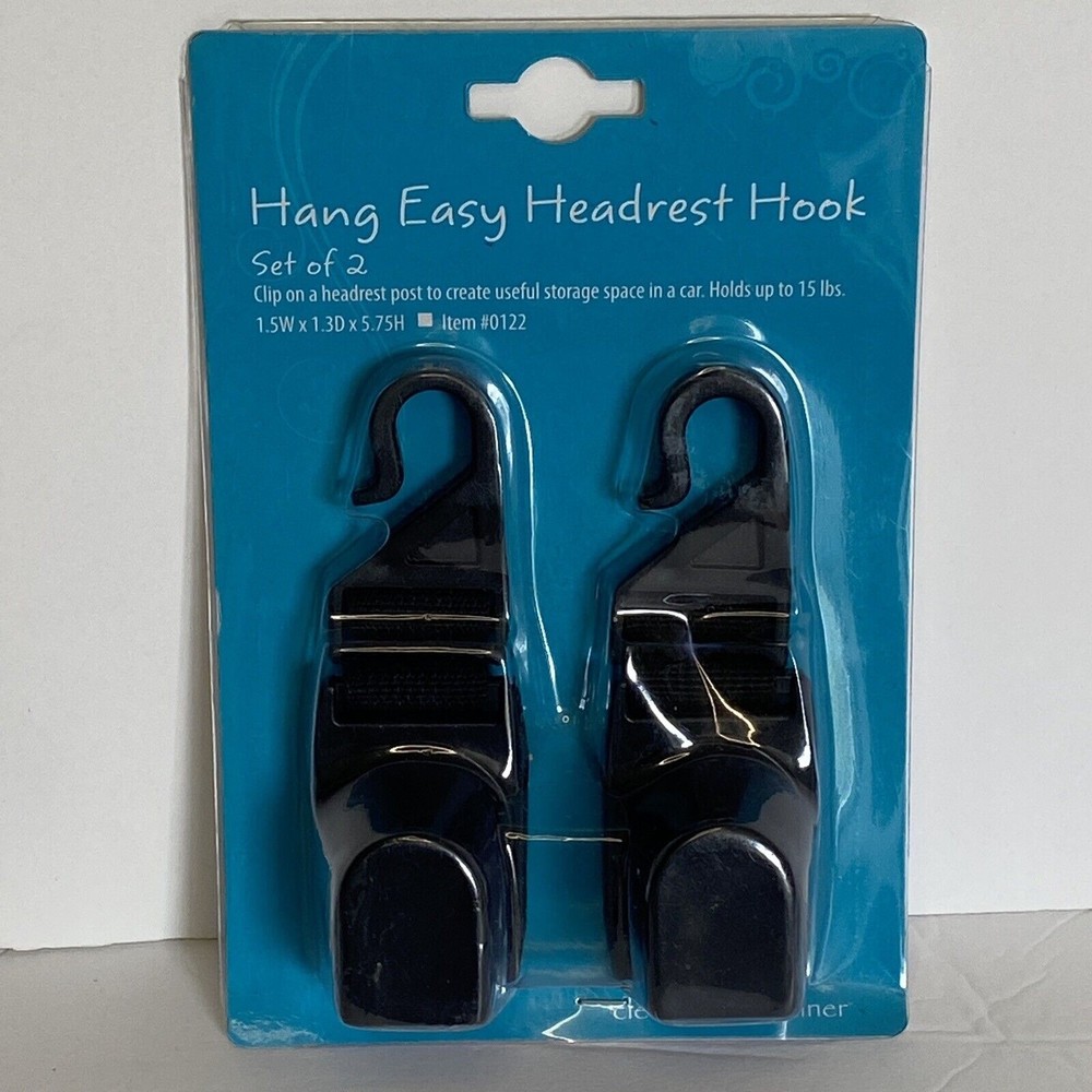 Clever Container Hang Easy Headrest Hanger Holder Hooks For Bag, Purse, etc. NEW